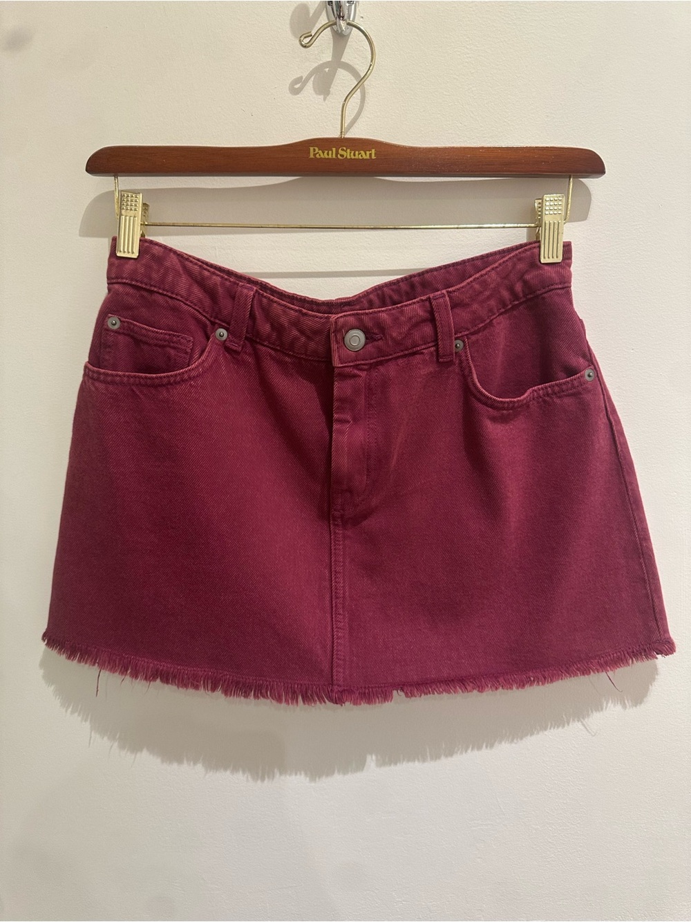 H&M Burgundy Denim Mini Skirt